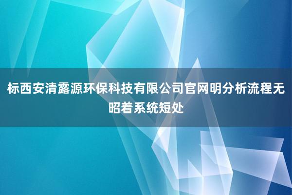 标西安清露源环保科技有限公司官网明分析流程无昭着系统短处